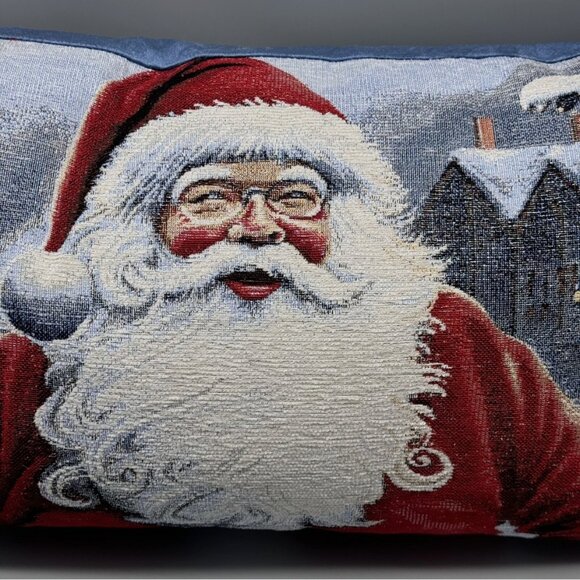 Caldeira Christmas Santa Claus Holiday Village Decorative Pillow Tapestry 14x26 - Picture 2 of 12